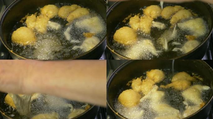 意大利南部: 用油炸橄榄油烹饪zeppole。典型的意大利特色菜