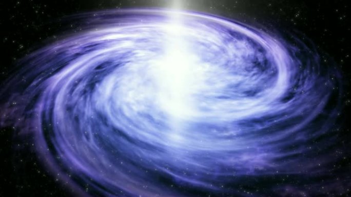 具有恒星粒子运动背景的4k蓝紫色螺旋星系