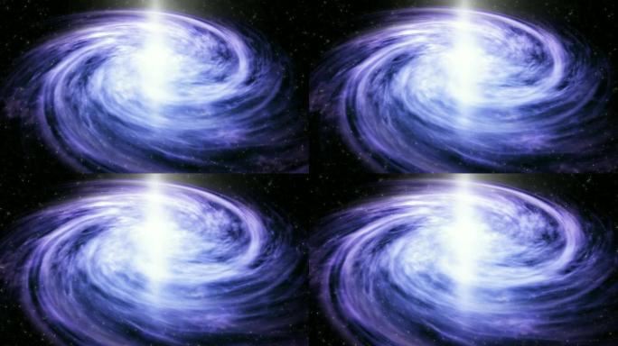 具有恒星粒子运动背景的4k蓝紫色螺旋星系