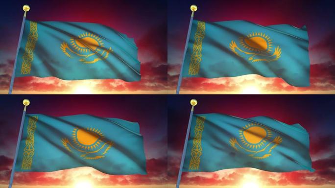 4k哈萨克斯坦可循环的高度详细标志