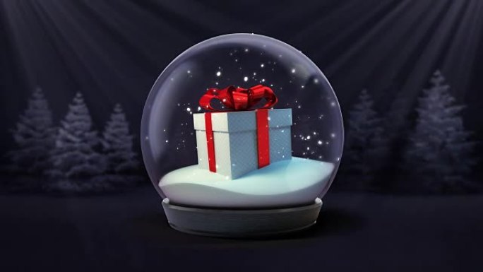 礼品盒雪球雪在暗夜森林动画