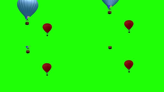 热气球飞越绿屏的3d动画
