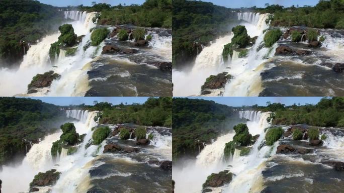 从伊瓜苏瀑布 (Iguazu falls) 从Argeninean侧面观看的全景拍摄