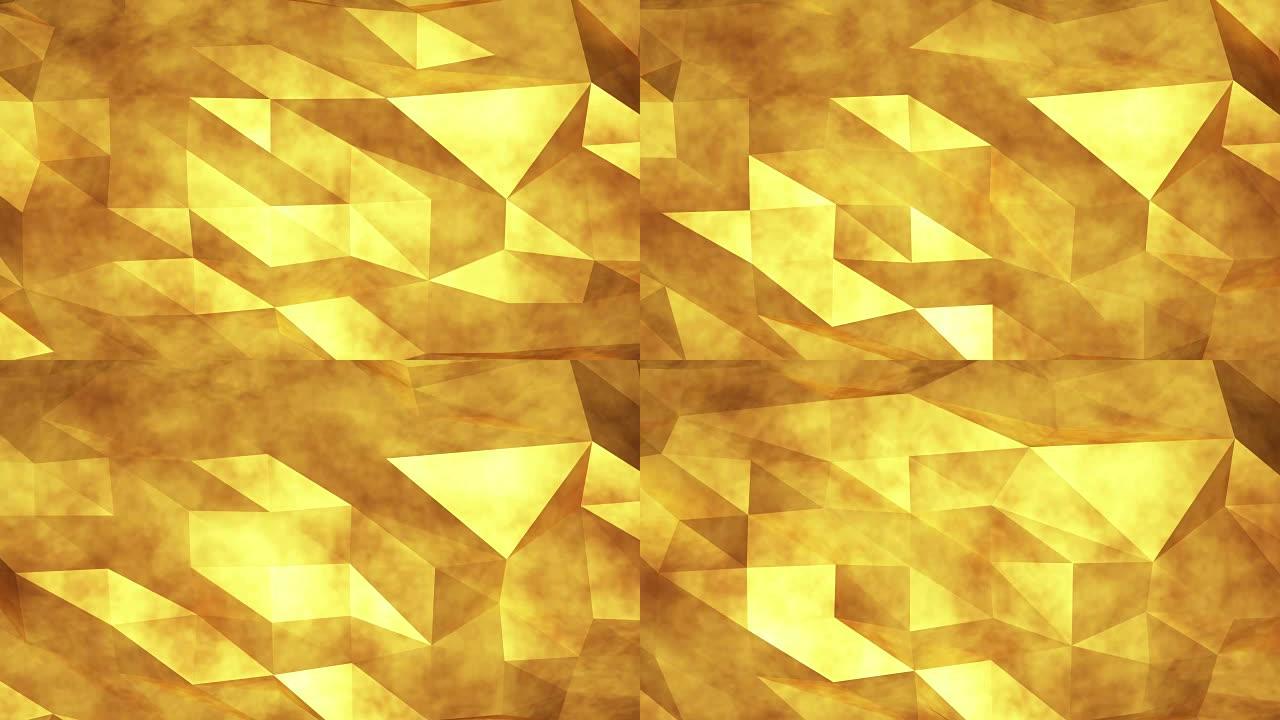 抽象金色三角形纹理背景动画。4K