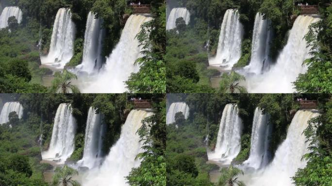 从伊瓜苏瀑布 (Iguazu falls) 从Argeninean侧面观看的全景拍摄