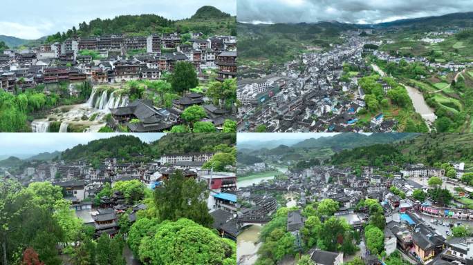 5K航拍湖南湘西永顺县芙蓉镇风景区2