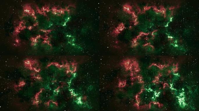 4k绿色和红色闪耀闪亮恒星粒子运动背景