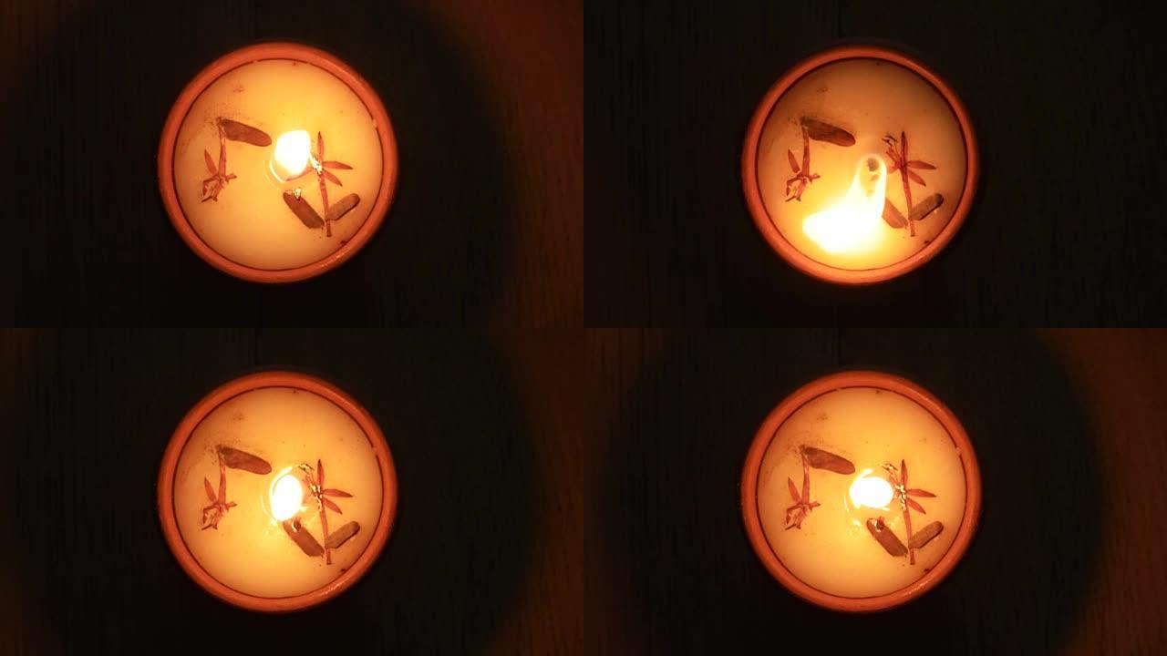 一个被点燃的Diya或传统灯的静态特写，用于各种印度教节日庆祝的光节-排灯节，也为其他像Dusseh