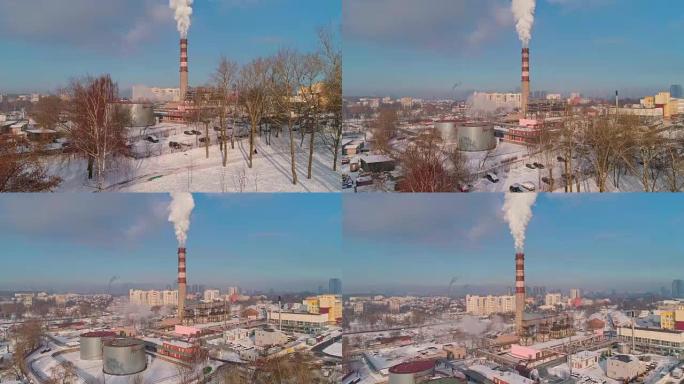 生态不好。位于住宅区中心的火力发电厂，从高高的管道中冒出浓烟，污染了城市的大气。具有上升和前进摄像机