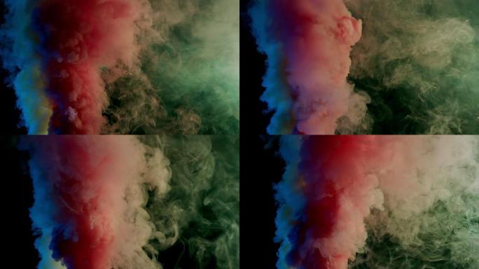 黑暗背景上的彩色烟雾