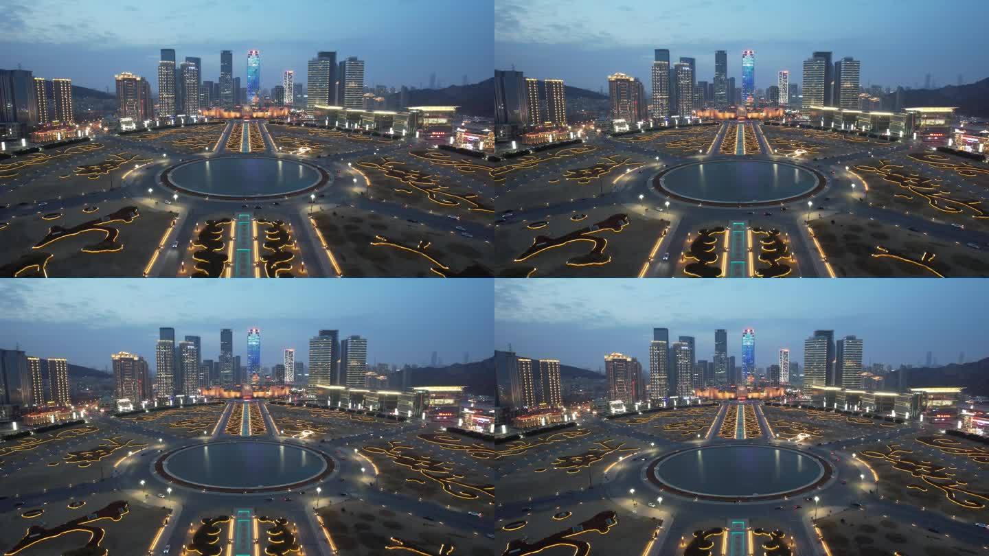 原创 大连星海广场城市天际线夜景航拍
