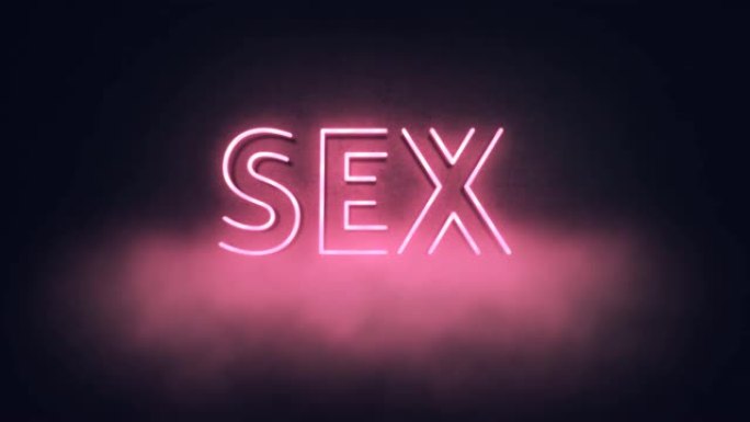 美丽的性感霓虹灯标志，光线排版和粉色雾视频镜头