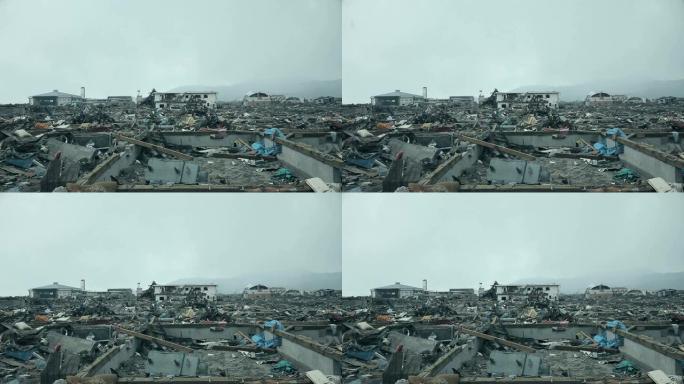 雪下海啸后的城市-日本
