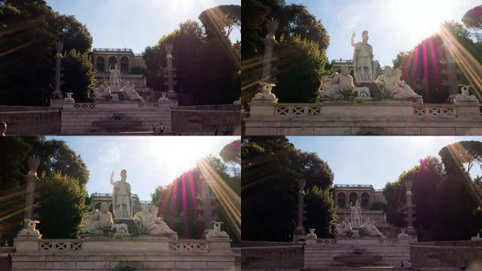向罗马女神喷泉和意大利罗马平西奥露台的超流
