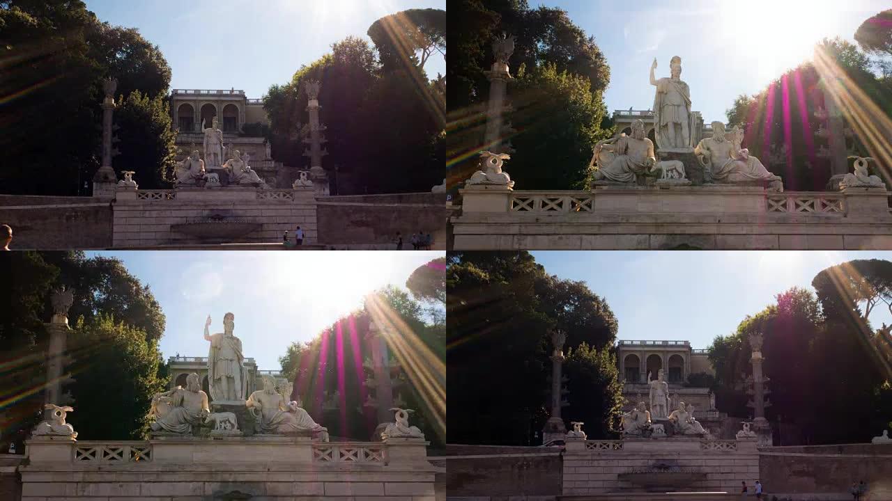 向罗马女神喷泉和意大利罗马平西奥露台的超流