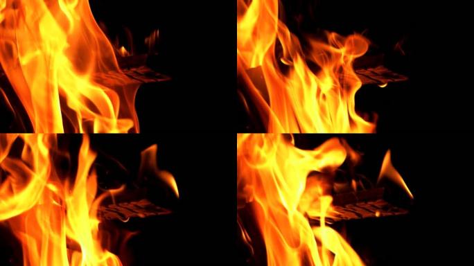 家庭壁炉里燃烧着火。