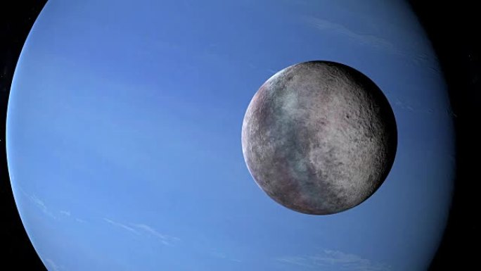 Triton在逆行轨道上围绕海王星行星运行