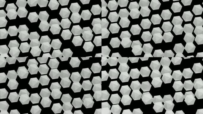 许多抽象等距二十面体，现代计算机生成的3D渲染背景
