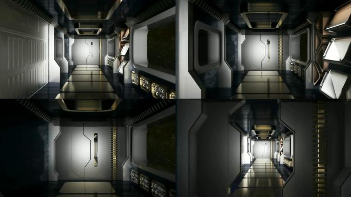 抽象科幻飞船走廊