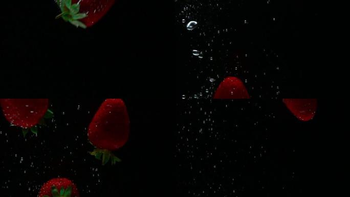 红色水果在液体中滚动