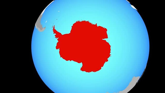 在蓝色地球仪上关闭南极洲