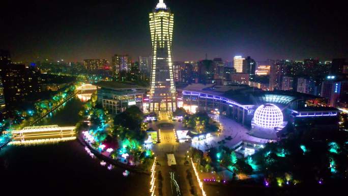 杭州市区西湖文化广场夜景视频素材94