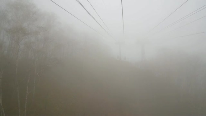 日本北海道登别的缆车雾