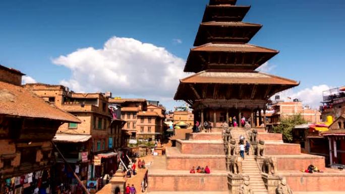 尼泊尔巴克塔普尔杜巴广场古代佛教寺庙的时间流逝
