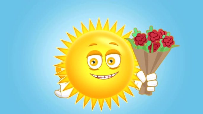 卡通可爱太阳花束儿童脸动画阿尔法哑光