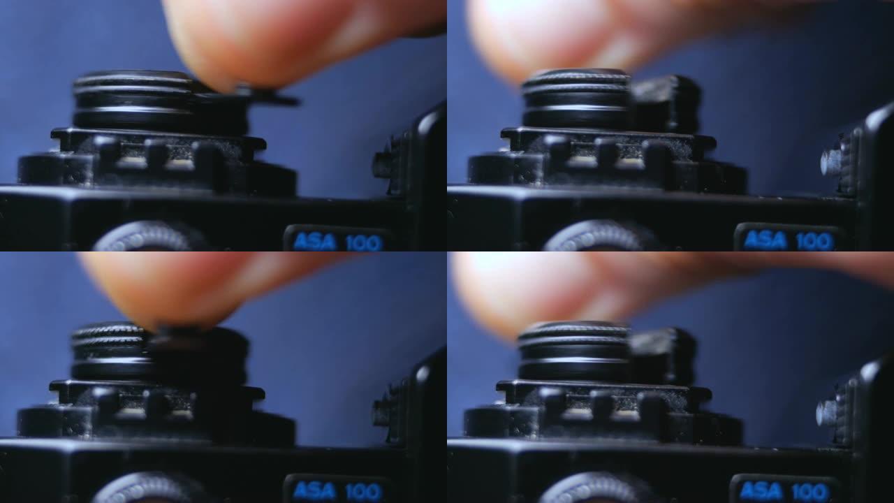 手工制作老式胶片相机的胶片倒带杆
