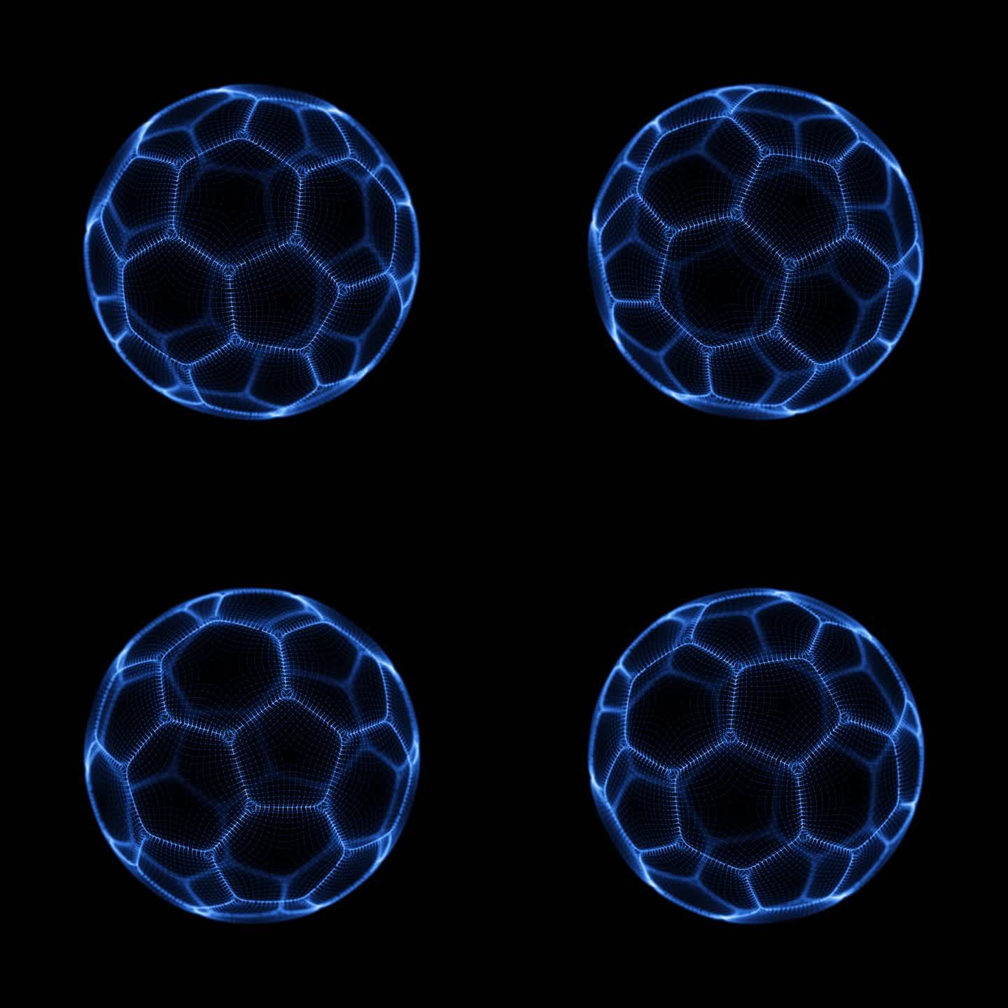 科技感全息3D网格足球 循环 带透明通道