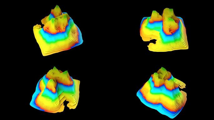 三维地形图背景概念，彩色图层，渲染抽象插图