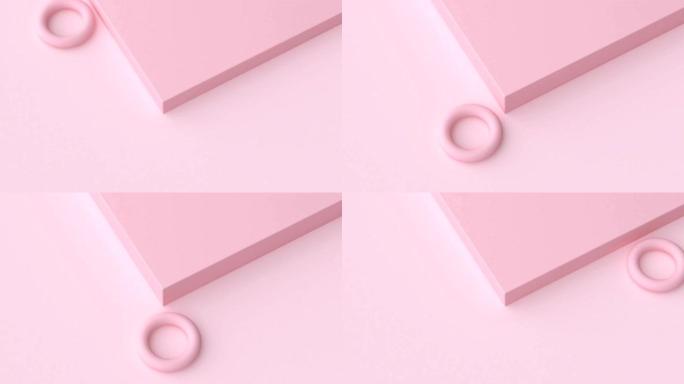 3d渲染抽象运动图形最小平面粉色几何形状