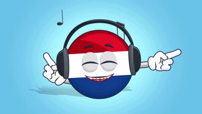 卡通图标旗荷兰荷兰音乐与阿尔法哑光面部动画
