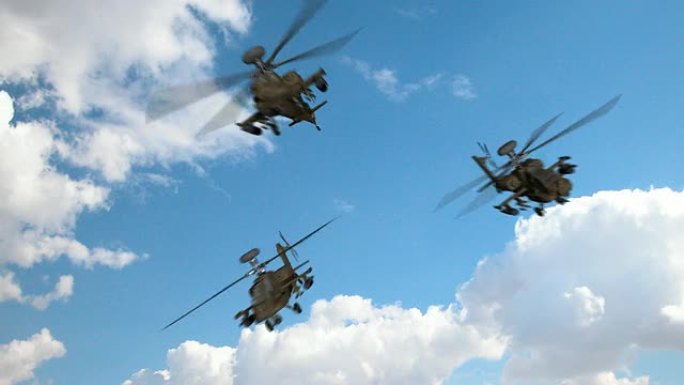 阿帕奇AH-64用阿尔法面具飞过