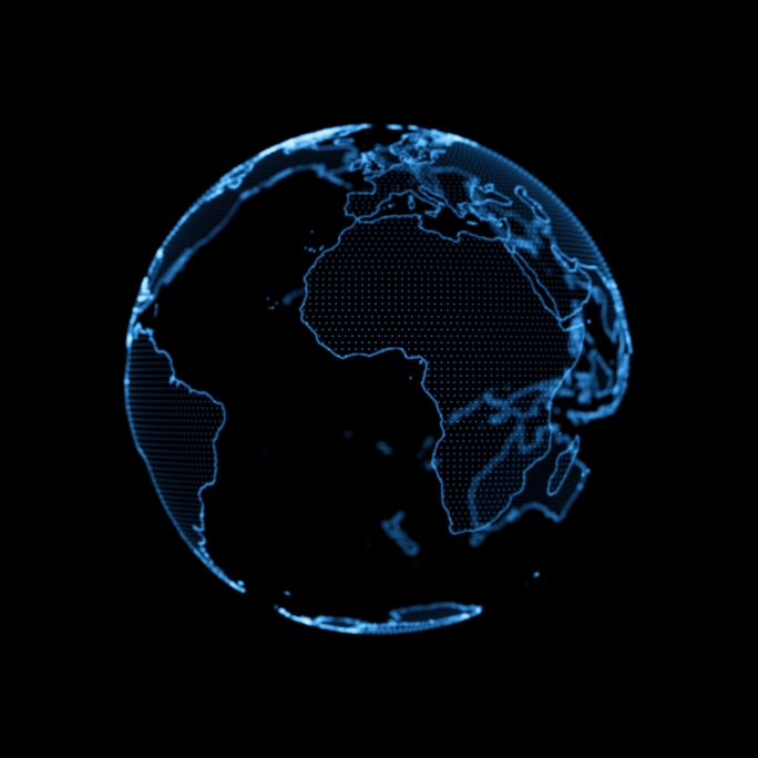 科技感全息投影地球 循环 带透明通道