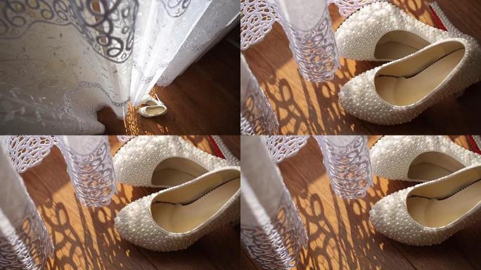 珍珠白色新娘鞋