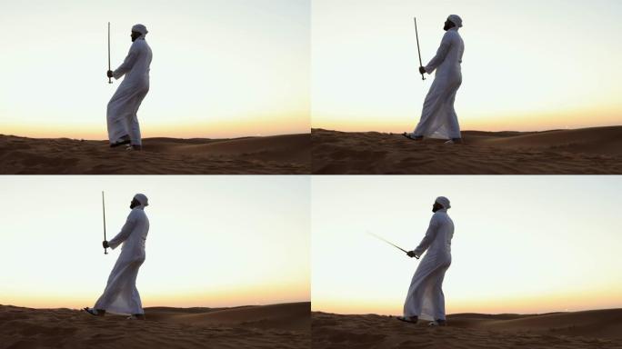 迪拜沙漠中的阿拉伯人