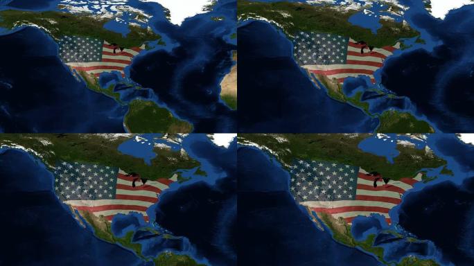 从太空看美利坚合众国-美国地图