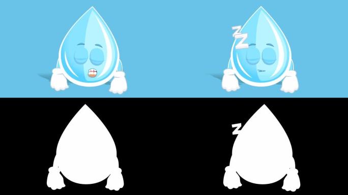 卡通新鲜饮用水滴睡眠打鼾与面部动画阿尔法哑光