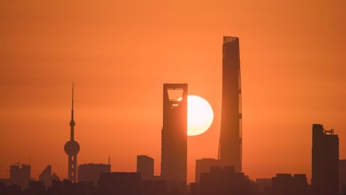 上海陆家嘴的日出-悬日