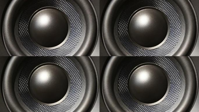 音频扬声器从声音中振动的特写