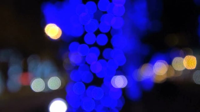 蓝色圣诞灯抽象背景节日
