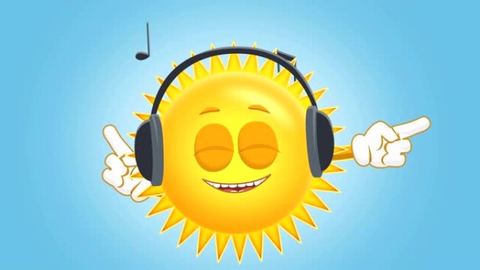 卡通可爱太阳听儿童脸音乐阿尔法哑光动画