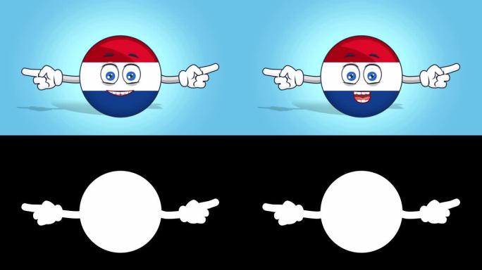 卡通图标旗荷兰荷兰不愉快的双面指针与阿尔法哑光面部动画交谈