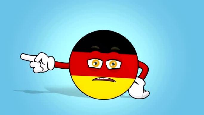 卡通图标旗德意志联邦共和国不快乐左指针与面部动画