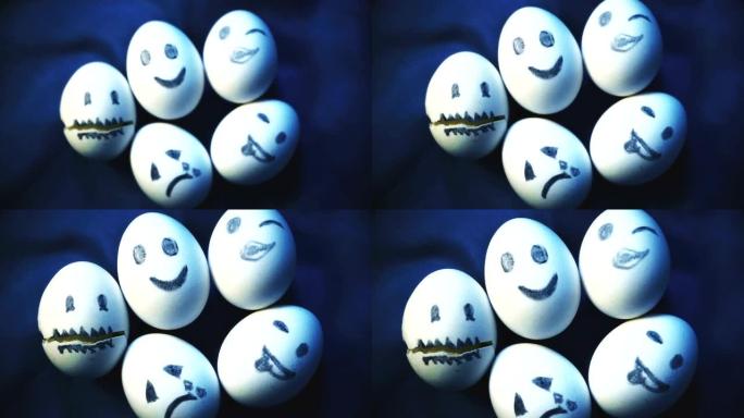 一堆不同情感的鸡蛋，多样性，个性