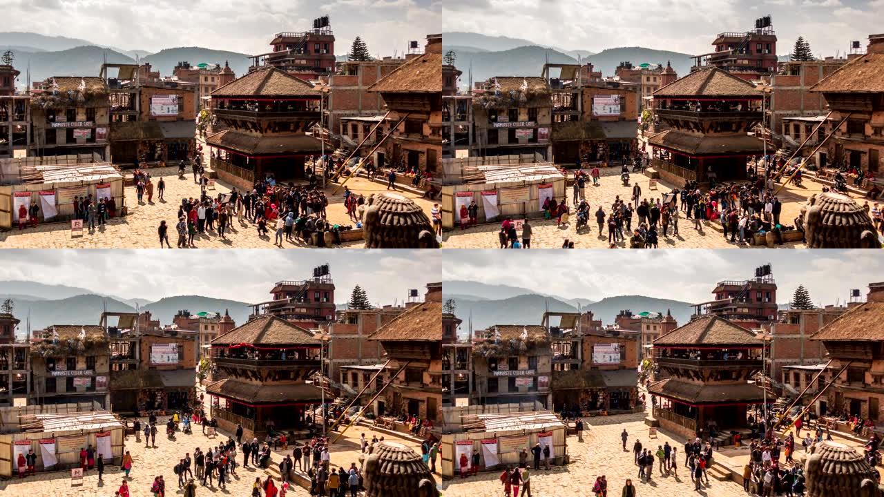 尼泊尔巴克塔普尔杜巴广场古代佛教寺庙的时间流逝