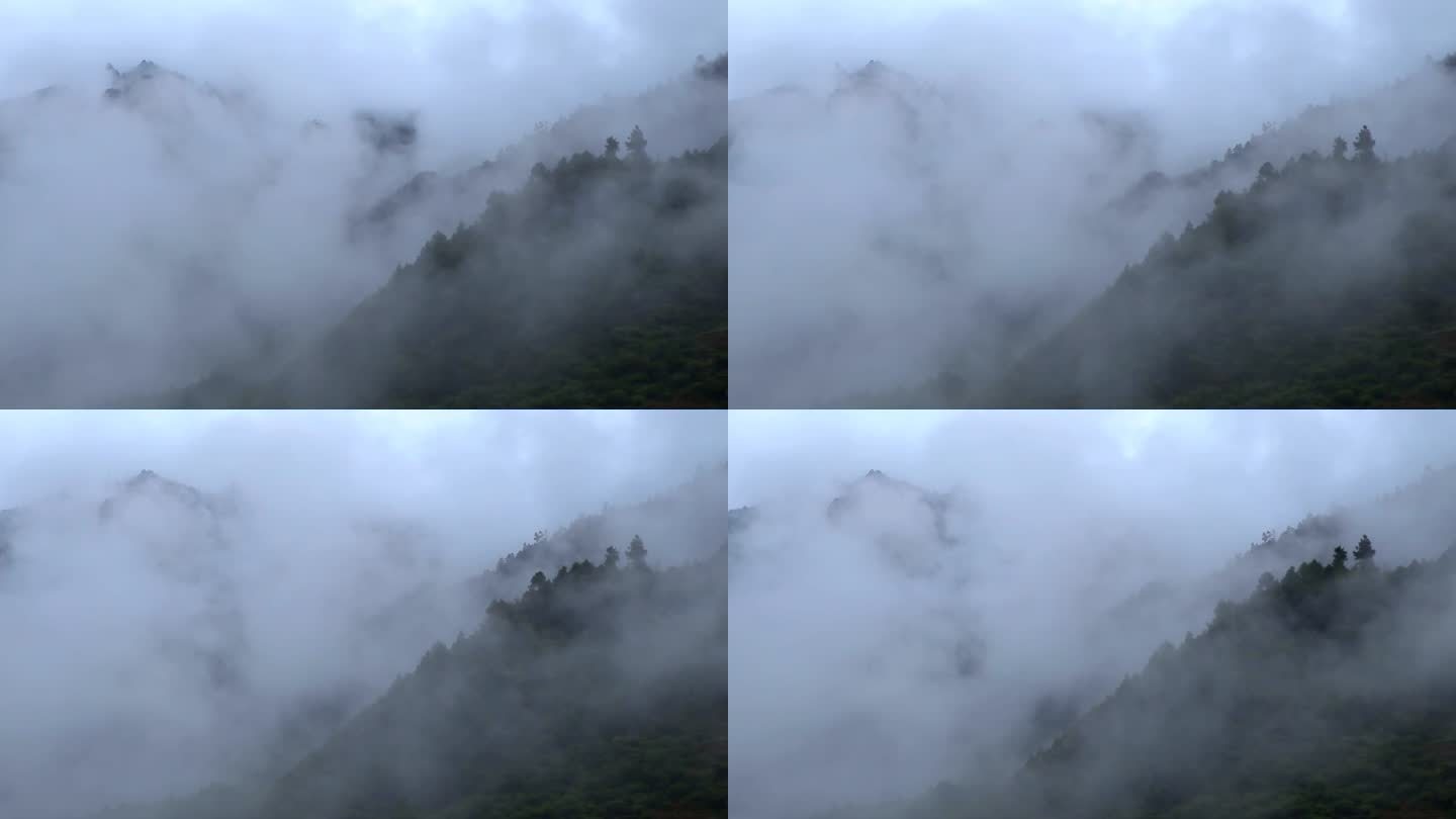 云气云雾在山间浮动