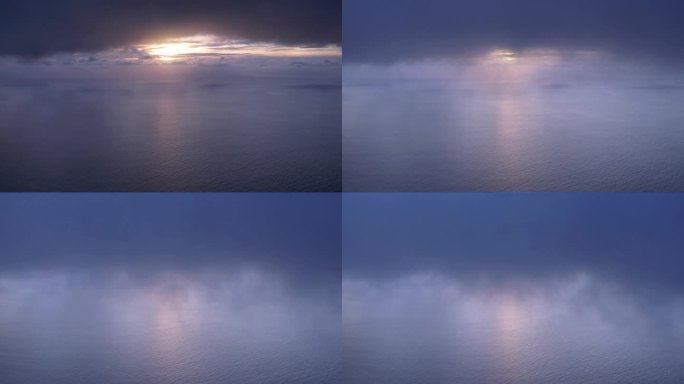 【4K航拍】飞入云层看大海-海天一线旭日